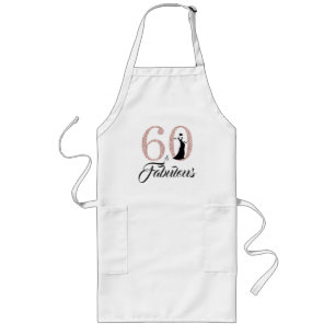 60 Fabulous Pink Glitter 60th Birthday Party Gift Long Apron