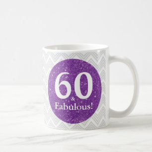 60 & Fabulous! Purple Glitter Sixtieth Birthday Coffee Mug