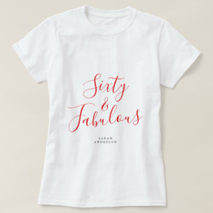 60 Fabulous Red Custom Name 60th Birthday Gift T-Shirt