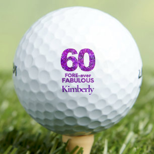 60 FORE-ever Fabulous 60th Birthday Purple Flowers Golf Balls