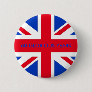 60 GLORIOUS YEARS 6 CM ROUND BADGE