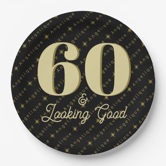 60 & Looking Good Birthday Paper Plate (Front)