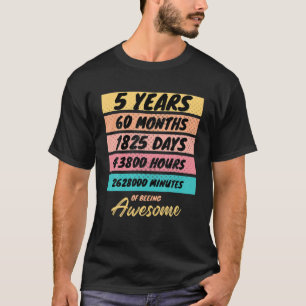 60 Months Kids Retro Vintage 5 Years Old Birthday T-Shirt