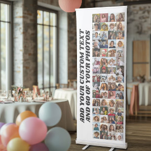 60 Photo Collage - 4 Across 15 Up Pics in Grid Retractable Banner