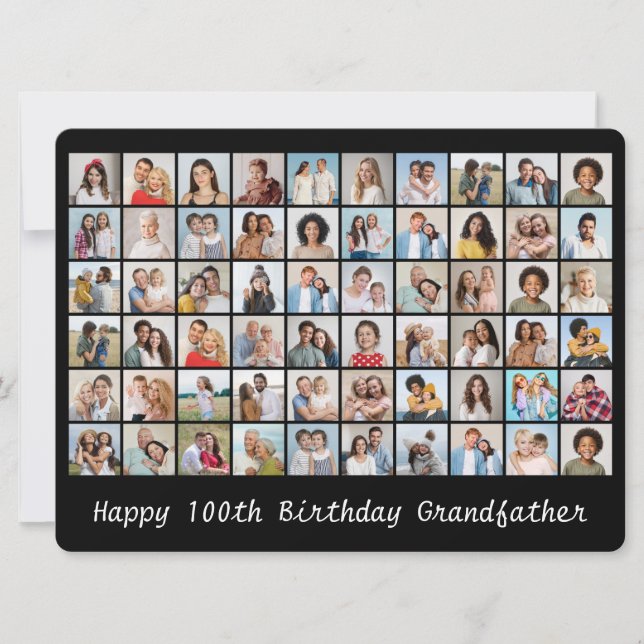 60 Photo Collage Add Any Age & Name Birthday Card (Front)