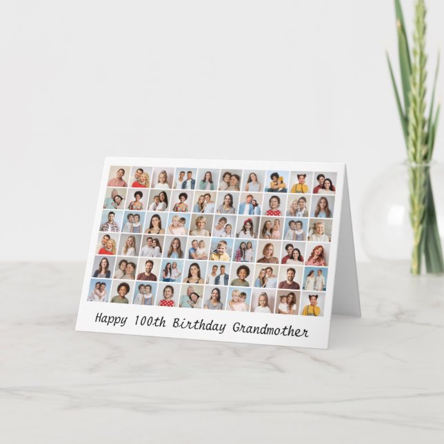 60 Photo Collage Add Any Name & Age Birthday Card (Front)