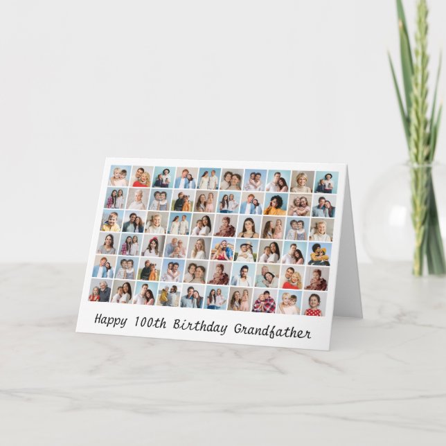 60 Photo Collage Add Any Name & Age Birthday Card (Front)