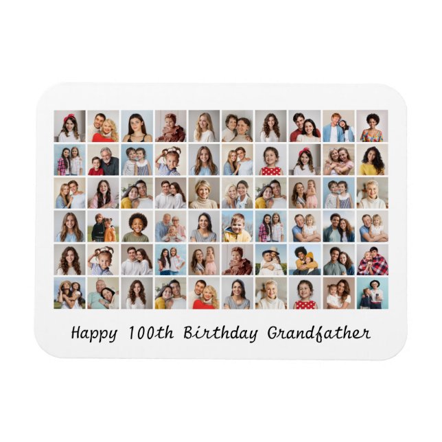 60 Photo Collage Add Any Name & Age Birthday Magnet (Horizontal)