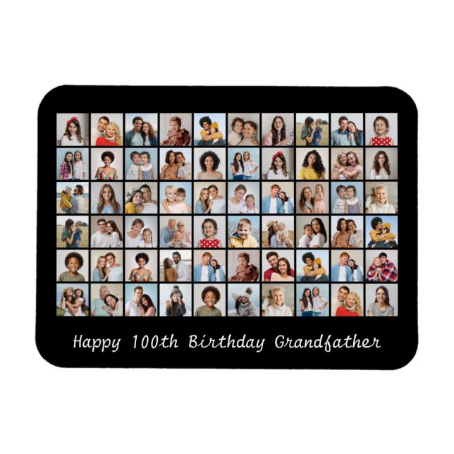 60 Photo Collage Add Any Name & Age Birthday Magnet (Horizontal)