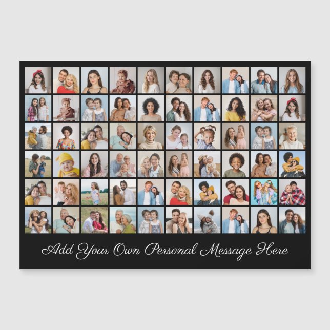60 Photo Collage Add Your Greeting Magnetic Card (Front)
