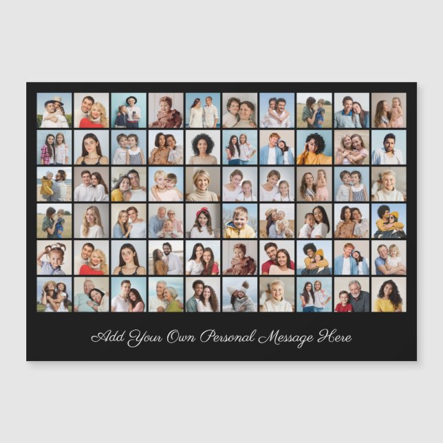 60 Photo Collage Add Your Greeting Magnetic Card (Front)