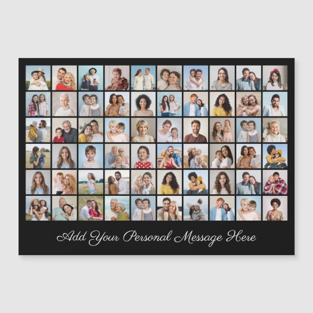60 Photo Collage Add Your Greeting Magnetic Card (Front)