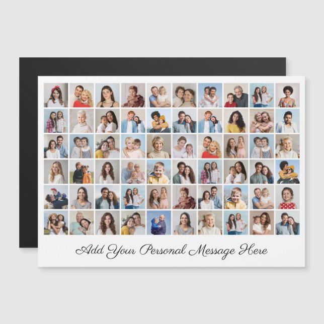 60 Photo Collage Add Your Greeting Magnetic Card (Front/Back)