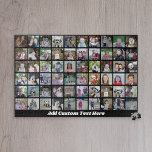 60 Photo Collage Grid - Script Text - black Jigsaw Puzzle<br><div class="desc">Use 60 SQUARE photos to create a personal photo collage. This modern, clean layout includes a text block in a modern font to add a family name or a greeting to a friend or grandparent. The background colour can be changed in the customise area. ***For best results for this multi...</div>