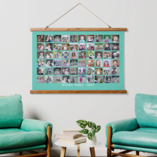 60 Photo Collage Montage and Text - Can Edit Colou Hanging Tapestry