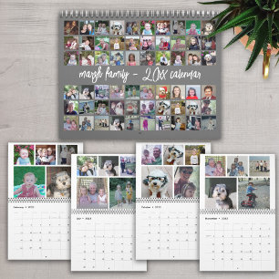 60 Photo - Custom Modern Family Template Gray 2023 Calendar