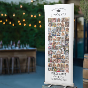 60 Photo - Graduation Modern Minimal White Retractable Banner