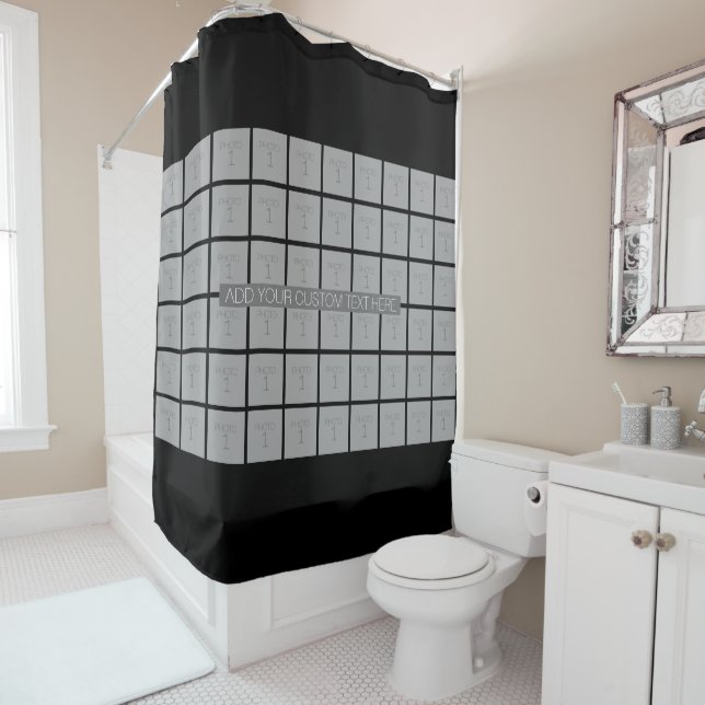 60 Photo Template Collage - Can Edit Colour Shower Curtain (In Situ)