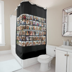 60 Photo Template Collage - Can Edit Colour Shower Curtain