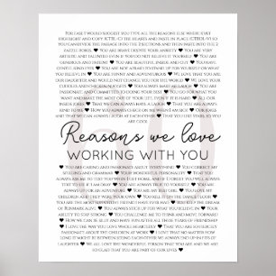 60 Reasons we Love working with you, 70 birthday Poster