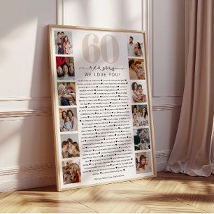 60 Reasons We Love You Birthday Keepsake Gift Poster
