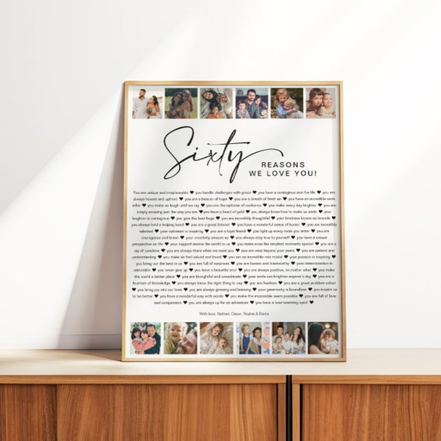 60 Reasons We Love You Birthday Photo Collage Poster (Creator Uploaded)