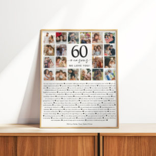 60 Reasons We Love You Photo Collage Keepsake Gift Poster