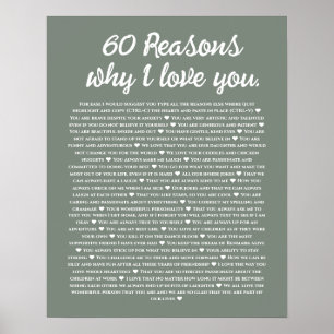 60 reasons why i love you 80th 60th birthday 40th poster