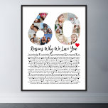 60 Reasons Why We Love You 60th Birthday Collage Poster<br><div class="desc">Celebrate love and create lasting memories with this Reasons Why I Love You Photo Collage. This customisable template allows you to craft a heartfelt and personalised gift that's perfect for various occasions, from wedding anniversaries to birthdays, Valentine's Day, or just because. Reasons Why I Love You - Express your love...</div>