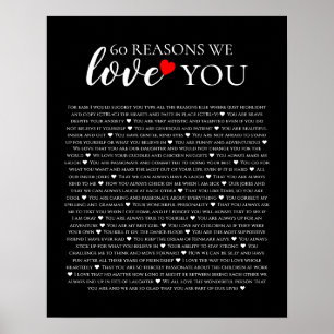 60 reasons why we love you 80th 60th birthday 40th poster