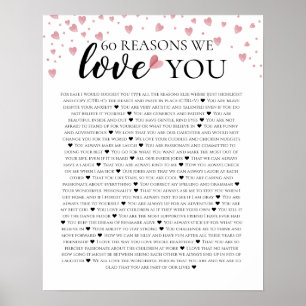 60 reasons why we love you 80th 60th birthday 40th poster