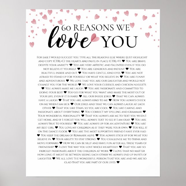 60 reasons why we love you 80th 60th birthday 40th poster (Front)