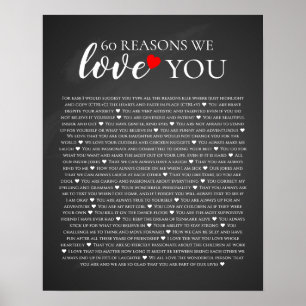 60 reasons why we love you 80th 60th birthday 40th poster