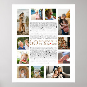 60 reasons why we love you 80th 60th birthday 50th poster