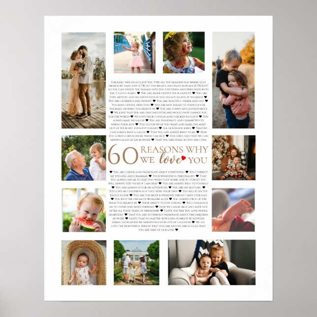 60 reasons why we love you 80th 60th birthday 50th poster (Front)