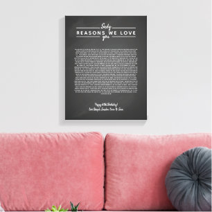 60 reasons why we love you birthday gift for him canvas print