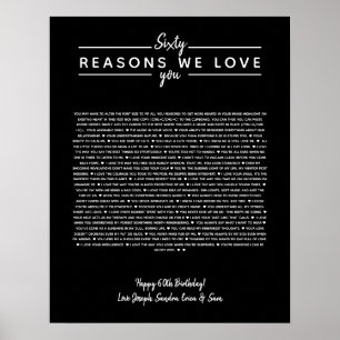 60 reasons why we love you birthday gift for him poster