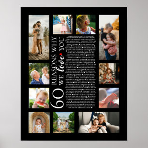 60 reasons why we love you photo collage birthday poster