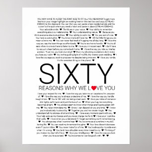 60 reasons why we love you wedding vow love you poster