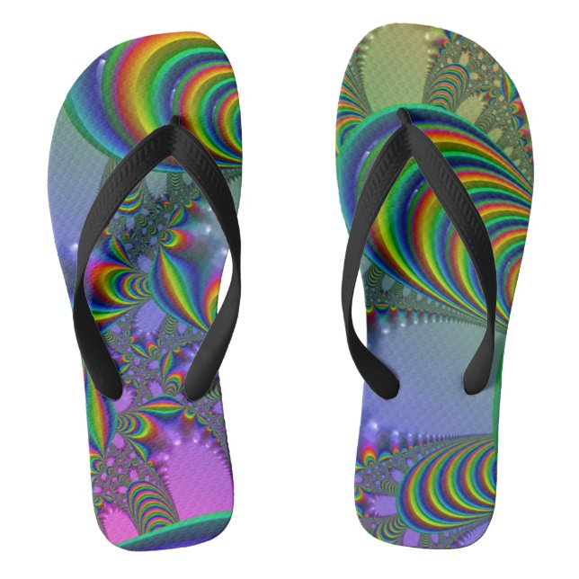 60’s Psychedelic Fractal Flip Flops (Footbed)