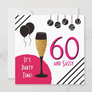 60 Sassy Artsy Pink Black Gold Photo Invitation