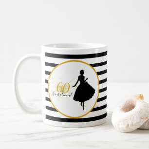 60 & SENSATIONAL 60th Birthday Black/White Stripes Coffee Mug