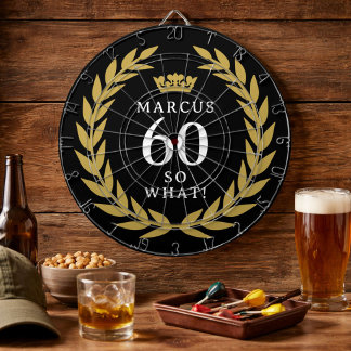 60 So what Funny Laurel Wreath Crown 60th Birthday Dartboard