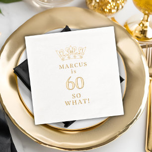 60 So what Funny Laurel Wreath Crown 60th Birthday Foil Napkins