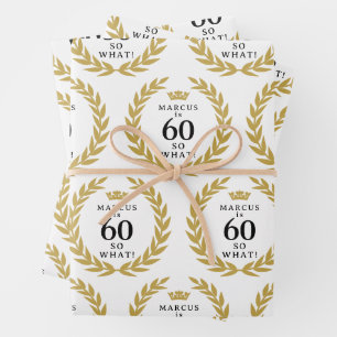 60 So what Funny Laurel Wreath Crown 60th Birthday Wrapping Paper Sheet