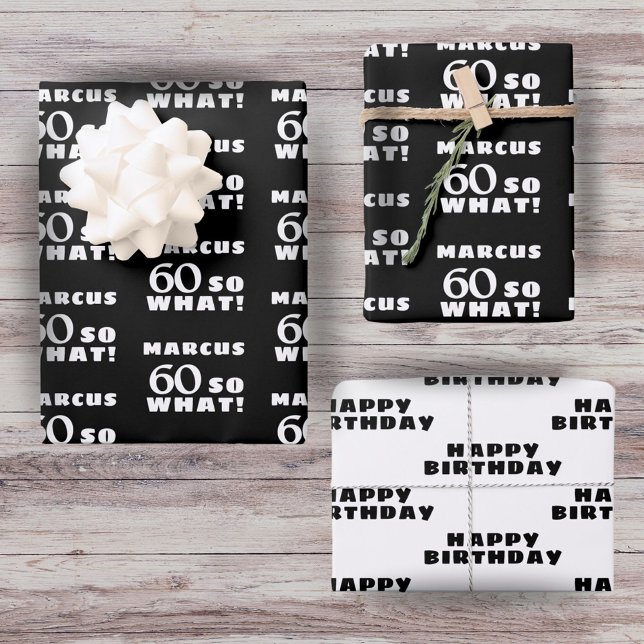 60 so what Funny Quote Typography 60th Birthday Wrapping Paper Sheet (Creator Uploaded)