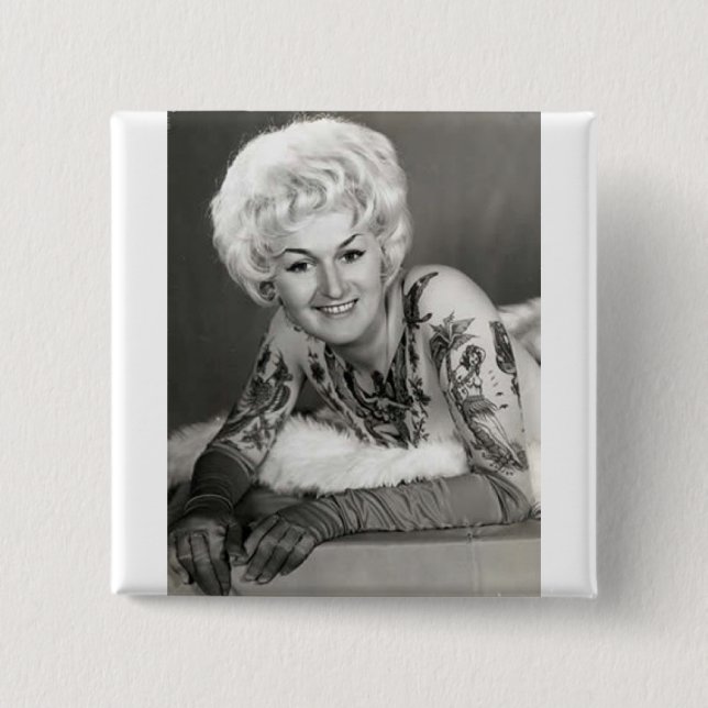 '60 Tattooed Lady 15 Cm Square Badge (Front)