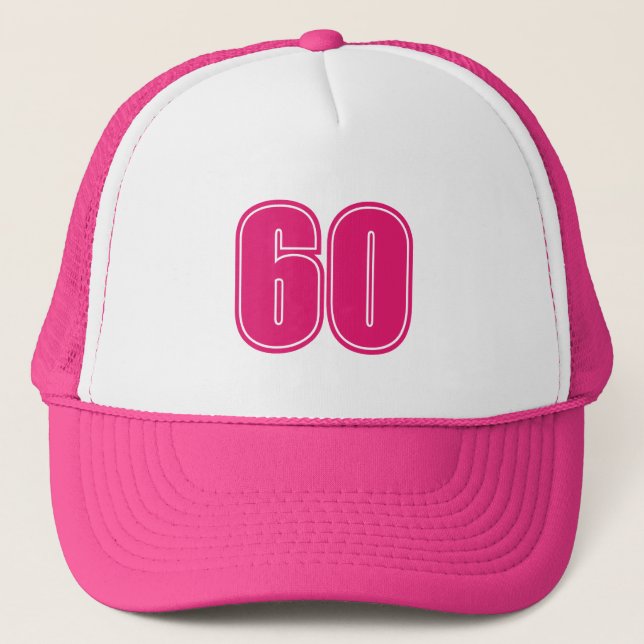 60 Th Birthday Party Chic Pink &White Trucker Hat (Front)