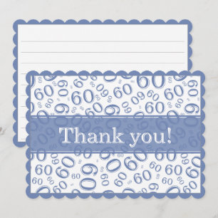 60 "Thank you!" Blue/White Number Pattern Thank You Card