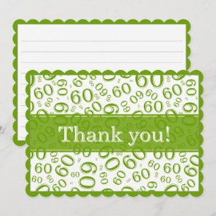 60 "Thank you!" Green/White Number Pattern Thank You Card